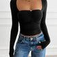 Devine Cutout Square Neck Long Sleeve T-Shirt