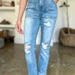 Judy Blue Full Size Distressed Straight Jeans with Patch Pockets