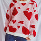 Heart Round Neck Long Sleeve Sweater