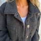 Full Size Fuzzy Button Up Drop Shoulder Jacket