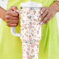 White Cute Flower Print Large Stainless Steel Tumbler 40oz