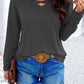 Crisscross V-Neck Long Sleeve T-Shirt