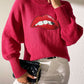 Lip Turtleneck Long Sleeve Sweater