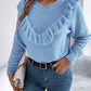 Ruffled Round Neck Long Sleeve Sweater