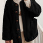 Contrast Button Up Sherpa Jacket with Pockets