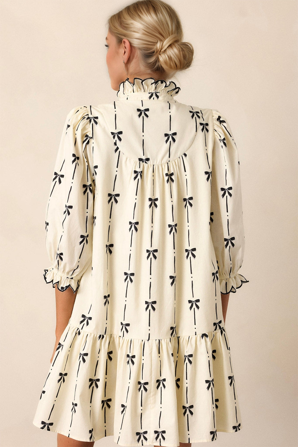 "We're Here for the Bows" Ivory Oversized Knee-Length Dress—Small-3XL