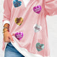 Valentine’s Day Sequin Heart Long Sleeve Sweatshirt