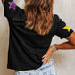 Sequin Stars Patched Round Neck T-Shirt