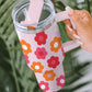 Multicolor Flower Print Handled Stainless Steel Vacuum Cup 40oz