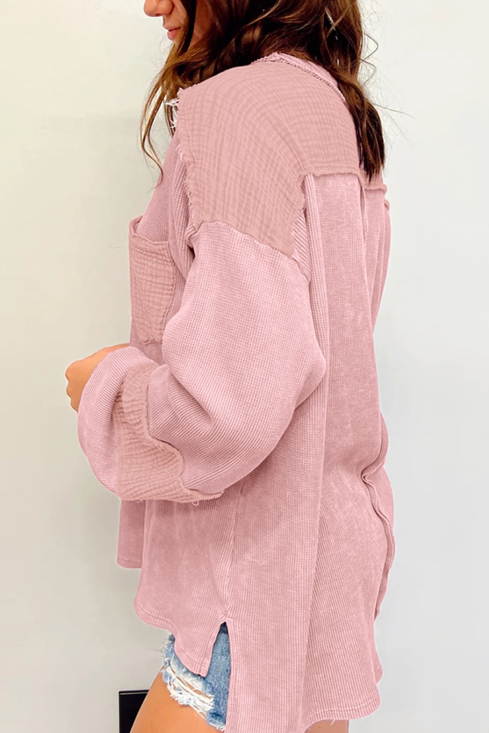 Exposed Seam Oversized Long Sweatshirt