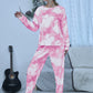 Tie-Dye Round Neck Top and Pants Lounge Set