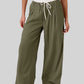 Contrast Waistband Drawstring Wide Leg Pants