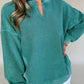 Notched Drop Shoulder Long Sleeve Sweatshirt