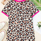 Leopard Round Neck Short Sleeve T-Shirt