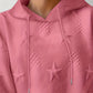 Plus Size Star Texture Long Sleeve Drawstring Hoodie