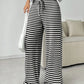 Tied Striped Wide Leg Pants