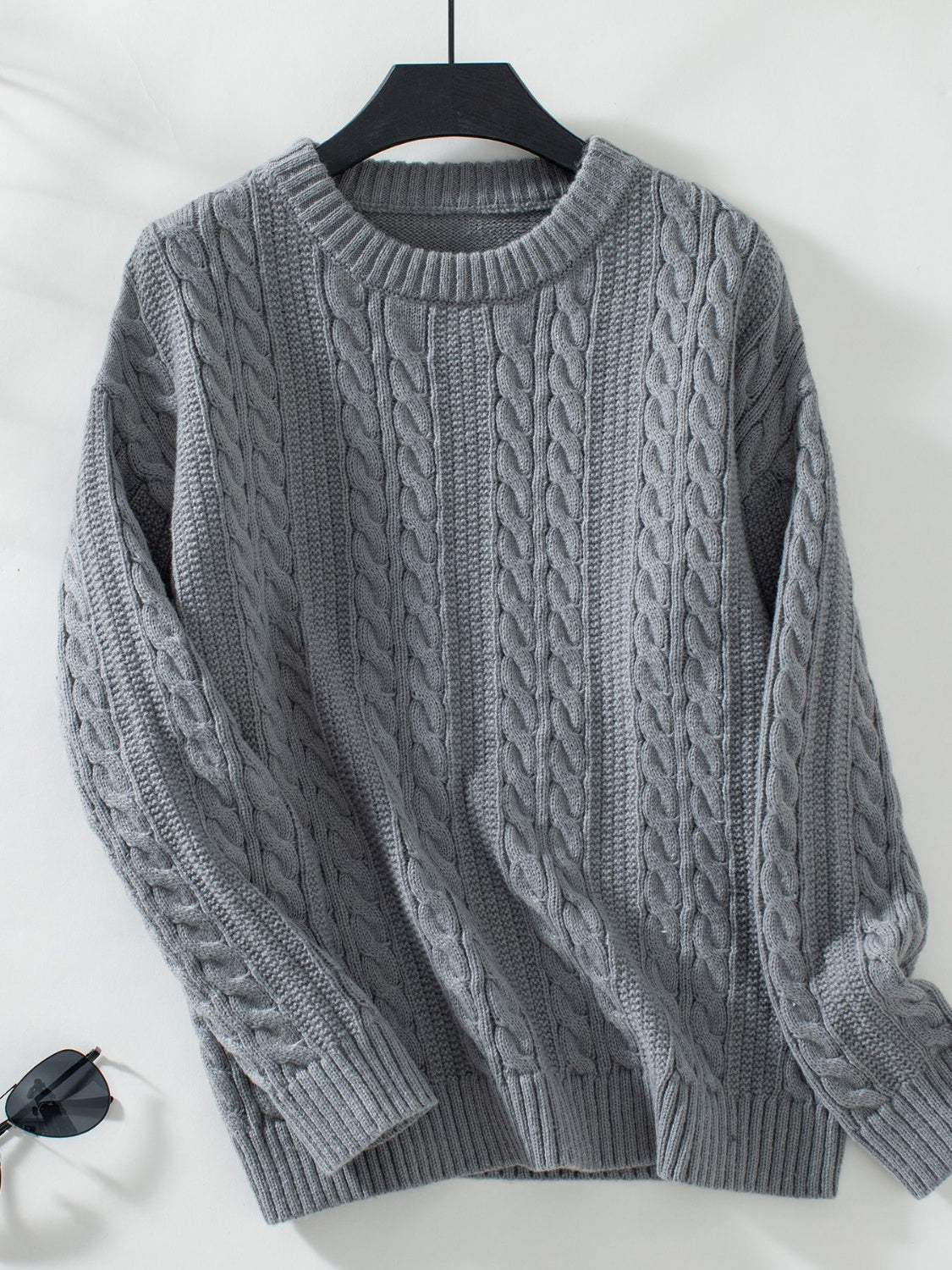 Cable-Knit Long Sleeve Sweater