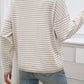 Devine Striped Round Neck Dropped Shoulder Sweater