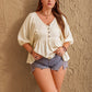 Plus Size Peplum V-Neck Half Sleeve Blouse