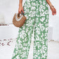 Devine Smocked Printed Wide Leg Pants with Pockets