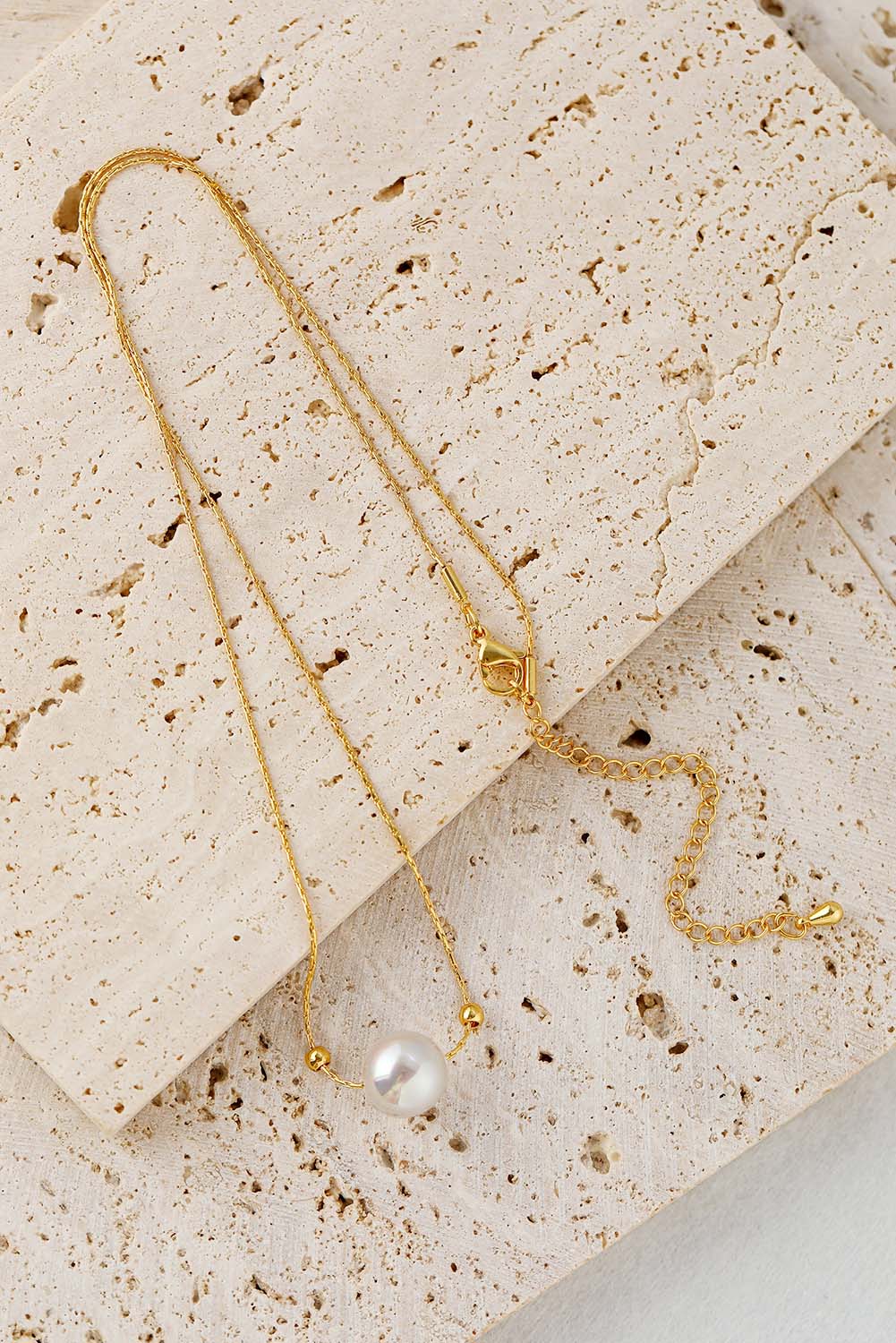 Coastal Glow Gold Pearl Necklace