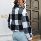 Plaid Dropped Shoulder Buttoned Jacket