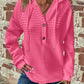 Waffle Texture Half-Buttoned Drawstring Hoodie—Small-3XL