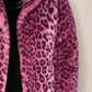 Full Size Leopard Furry Collared Neck Long Sleeve Coat