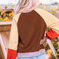 Color Block Round Neck Long Sleeve Sweatshirt