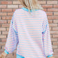 High-Low Striped Long Sleeve Sweatshirt