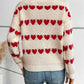 Heart Round Neck Dropped Shoulder Sweater