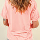 Pink Mama Checkered Print O Neck Casual T Shirt