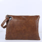 Brown Vintage Leather Oversized Clutch Bag