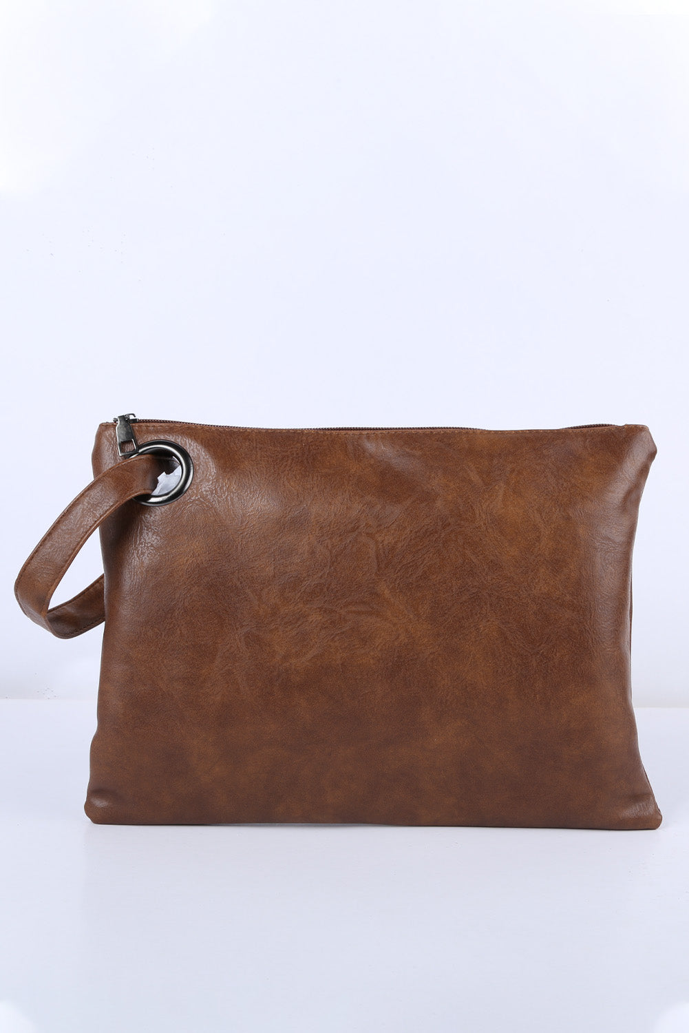 Brown Vintage Leather Oversized Clutch Bag