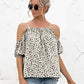 Printed Cold-Shoulder Frill Trim Blouse