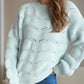 Openwork Round Neck Dropped Shoulder Sweater