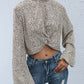 Perfee Leopard Print Mock Neck Crop Top