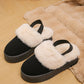 Faux Fur Round Toe Platform Slippers