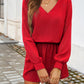 Devine Cutout V-Neck Long Sleeve Mini Dress