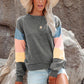 Color Block Round Neck Long Sleeve Sweatshirt