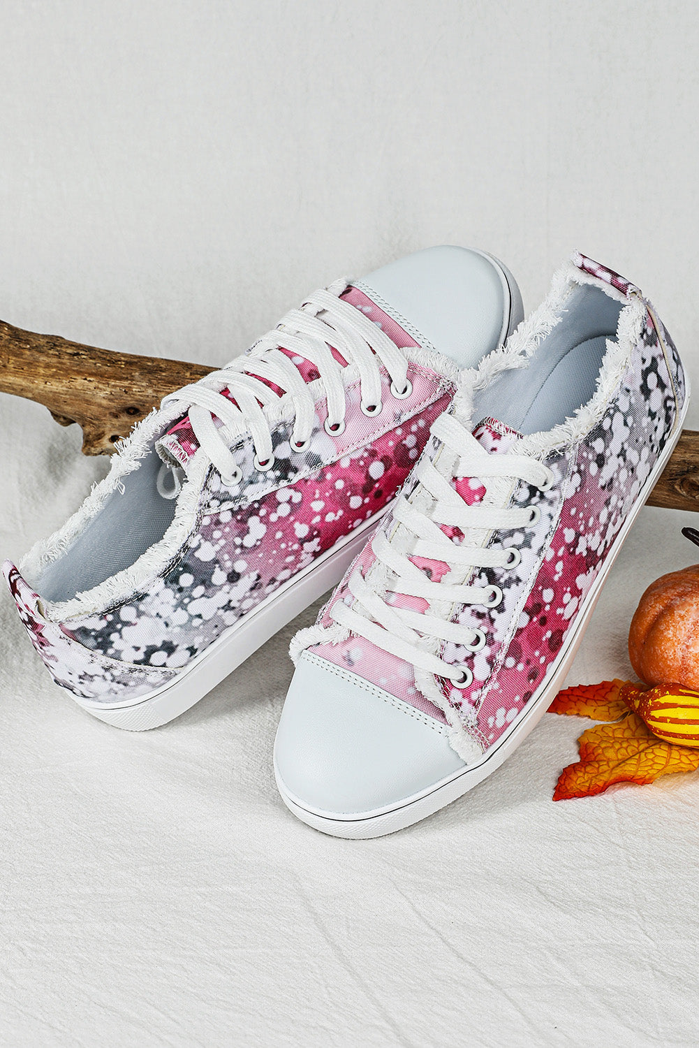 Pink Bleached Spots Canvas Shoes