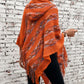 Fringe Contrast Hooded Poncho