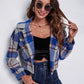 Plaid Button Front Jacket with Pockets