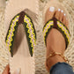 Yellow Woven Strap Flat Flip Flops