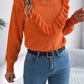 Ruffled Round Neck Long Sleeve Sweater