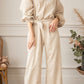 V-Neck Balloon Sleeve Wide Leg Jumpsuit