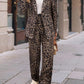 Two-Piece Leopard Pattern Pants Suit—Small-3XL