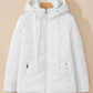 Drawstring Zip Up Long Sleeve Hooded Winter Coat