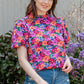 Floral Print Puff Sleeve Round Neck Blouse