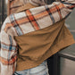 Plaid Corduroy Flap Pockets Button Up Jacket